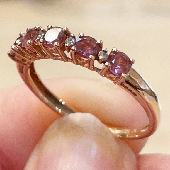 Jewelry - RUBELITE TOURMALINE 10k ROSE GOLD STACK RING EUC 7